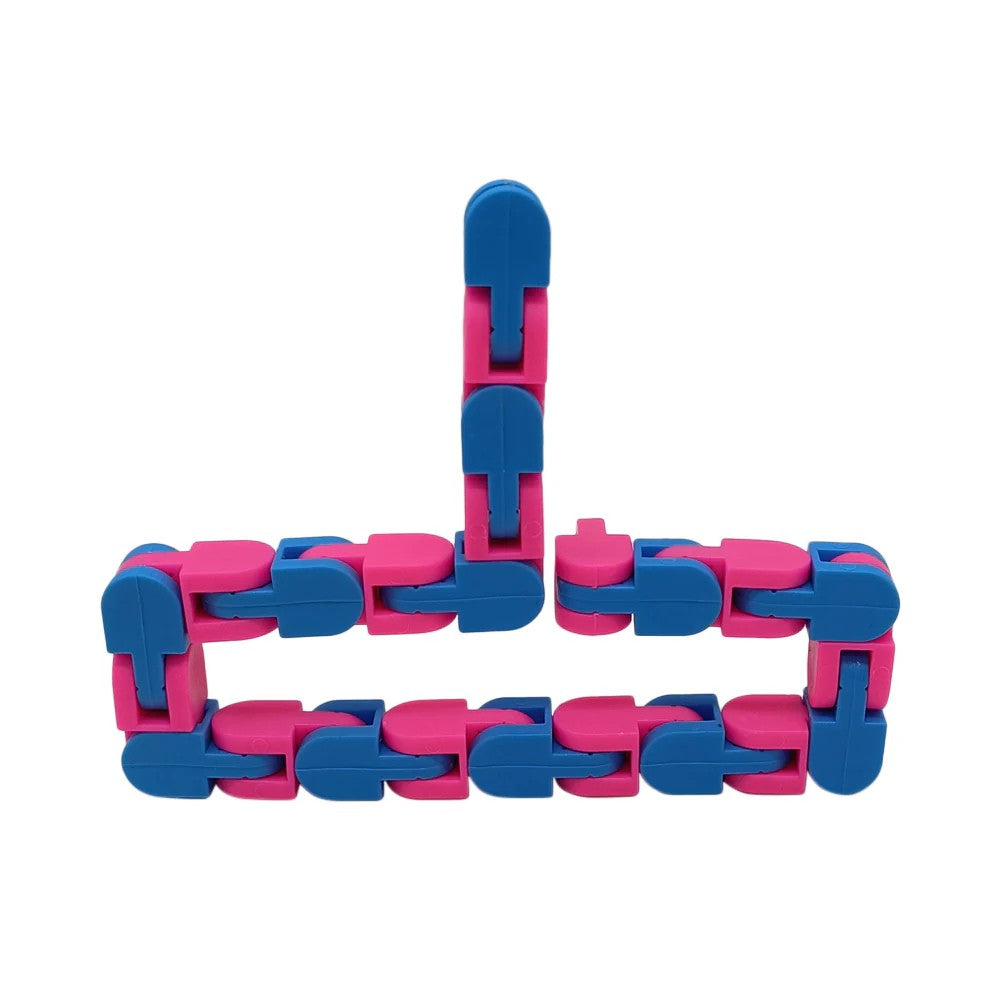 Jucarie Senzoriala Antistres, Puzzle De Imbinat Tip Sarpe, Dezvoltare Motorie, Plastic, 24 Piese, Albastru/Roz
