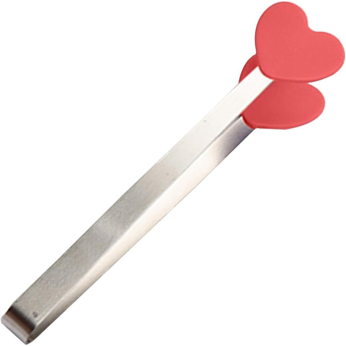 Cleste Pentru Mancare Si Servire, Model Creativ Inimioare, Otel Inoxidabil Si Silicon Termorezistent, Maner Ergonomic, 14.5x3 cm, Rosu