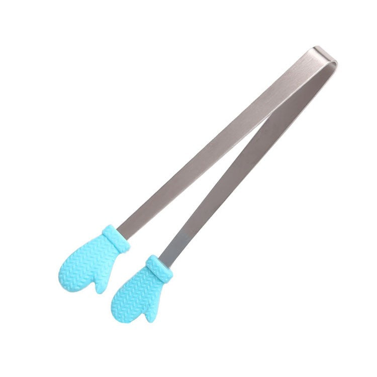 Cleste pentru Mancare si Servire, Model Creativ Manusi, Otel Inoxidabil si Silicon, Rezistent la Coroziune, 14.5x3 cm, Albastru