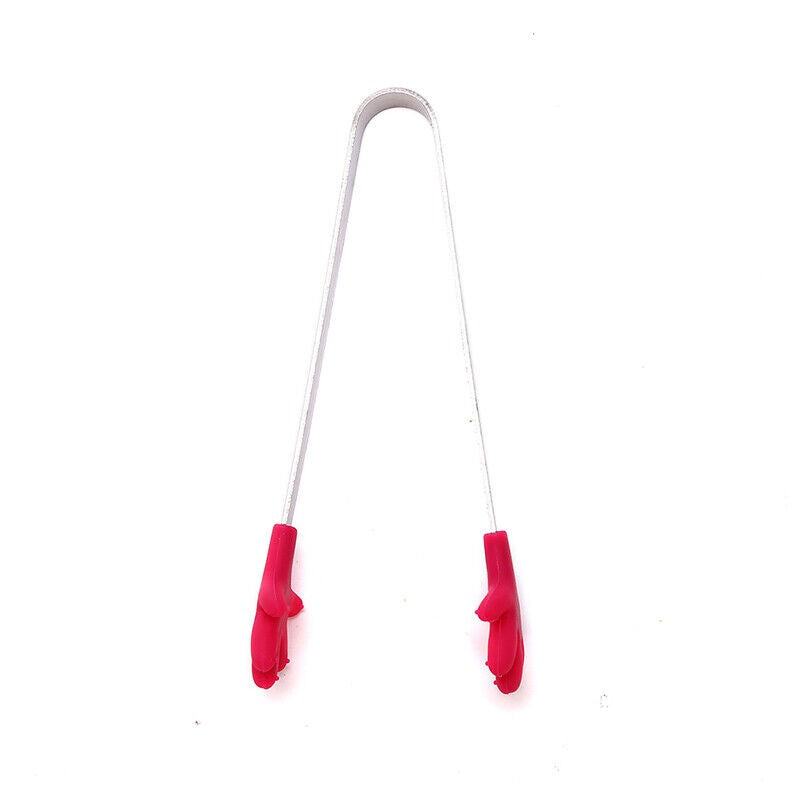 Cleste pentru Mancare si Servire, Model Manute, Silicon Termorezistent si Inox, Maner Ergonomic, 14.5x3 cm, Rosu