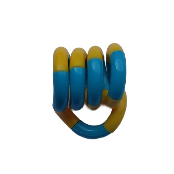 Jucarie Senzoriala Antistres Fidget Twist, Miscari Infinite De Decompresie, Plastic, Galben/Albastru, 2 Culori, 3+ Ani