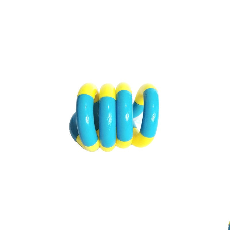 Jucarie Senzoriala Antistres Fidget Twist, Miscari Infinite De Decompresie, Plastic, Galben/Albastru, 2 Culori, 3+ Ani