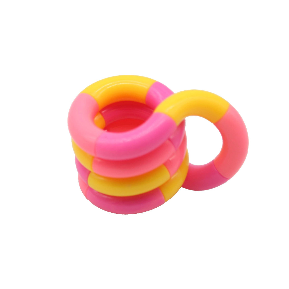 Jucarie Senzoriala Antistres Fidget Twist, Miscari Infinite Decompresie, Plastic, 2 Culori Galben/Roz, +3 Ani
