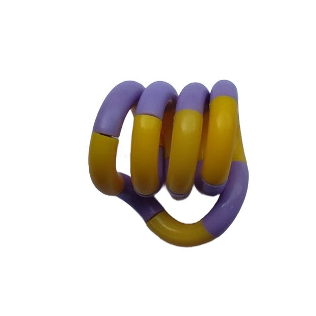 Jucarie Senzoriala Antistres Fidget Twist, Miscari Infinite de Decompresie, Plastic, Galben/Mov, +3 Ani