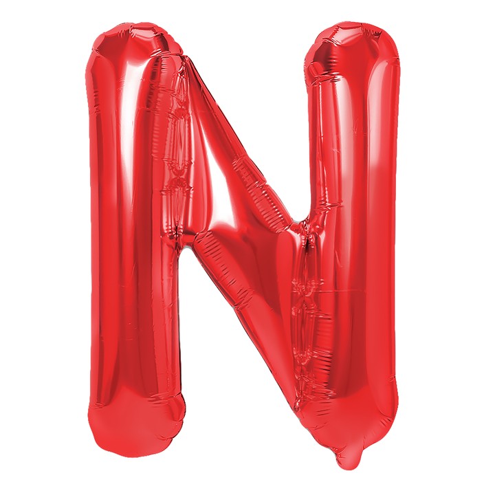 Balon Folie Metalizata Litera N, Decoratiune Petrecere si Aniversari, Compatibil Heliu sau Aer, Include Pai Umflare, Aluminiu, 40 cm, Rosu