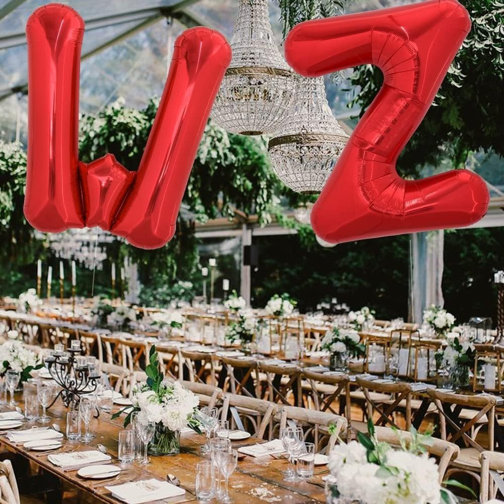 Balon Folie Metalizata Litera Z, Model Reutilizabil pentru Petreceri si Aniversari, Umflare Heliu sau Aer, Pai Inclus, Rosu, 40 cm