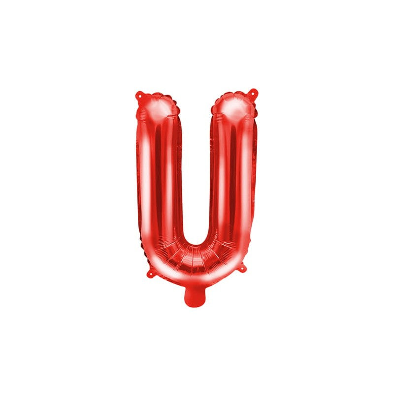 Balon Folie Metalizata Litera U, Decoratiuni Petrecere Aniversara, Umflare Aer sau Heliu, Aluminiu, 40 cm, Rosu