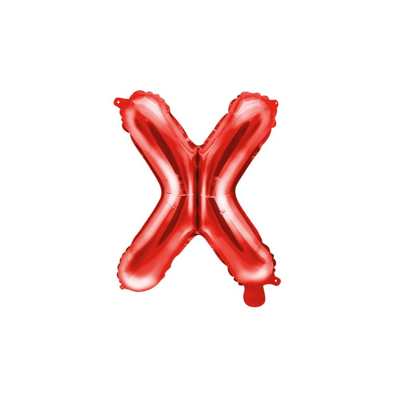 Balon Folie Metalizata Litera X, Reutilizabil, Compatibil Heliu sau Aer, Aluminiu, Include Pai Umflare, 40 cm, Rosu