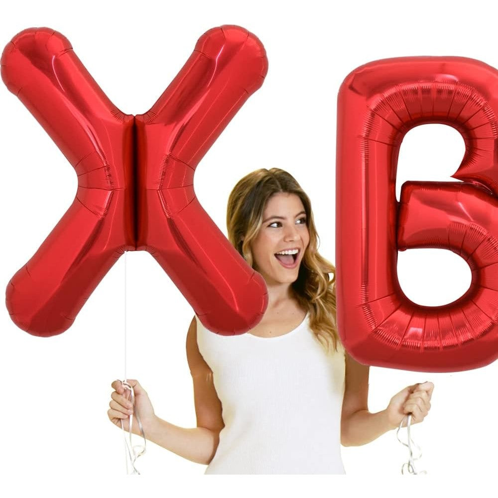 Balon Folie Metalizata Litera X, Reutilizabil, Compatibil Heliu sau Aer, Aluminiu, Include Pai Umflare, 40 cm, Rosu
