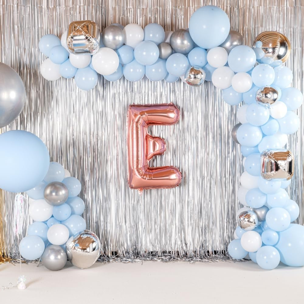 Balon Folie Metalizata Litera E, Umflare cu Heliu sau Aer, Aluminiu Rezistent, Set cu Pai Inclus, Rose Gold, 100 cm
