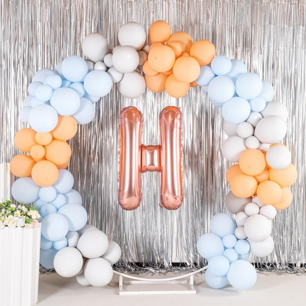 Balon Folie Metalizata Litera H, Diametru 100 cm, Umflare Heliu sau Aer, Include Pai, Rose Gold