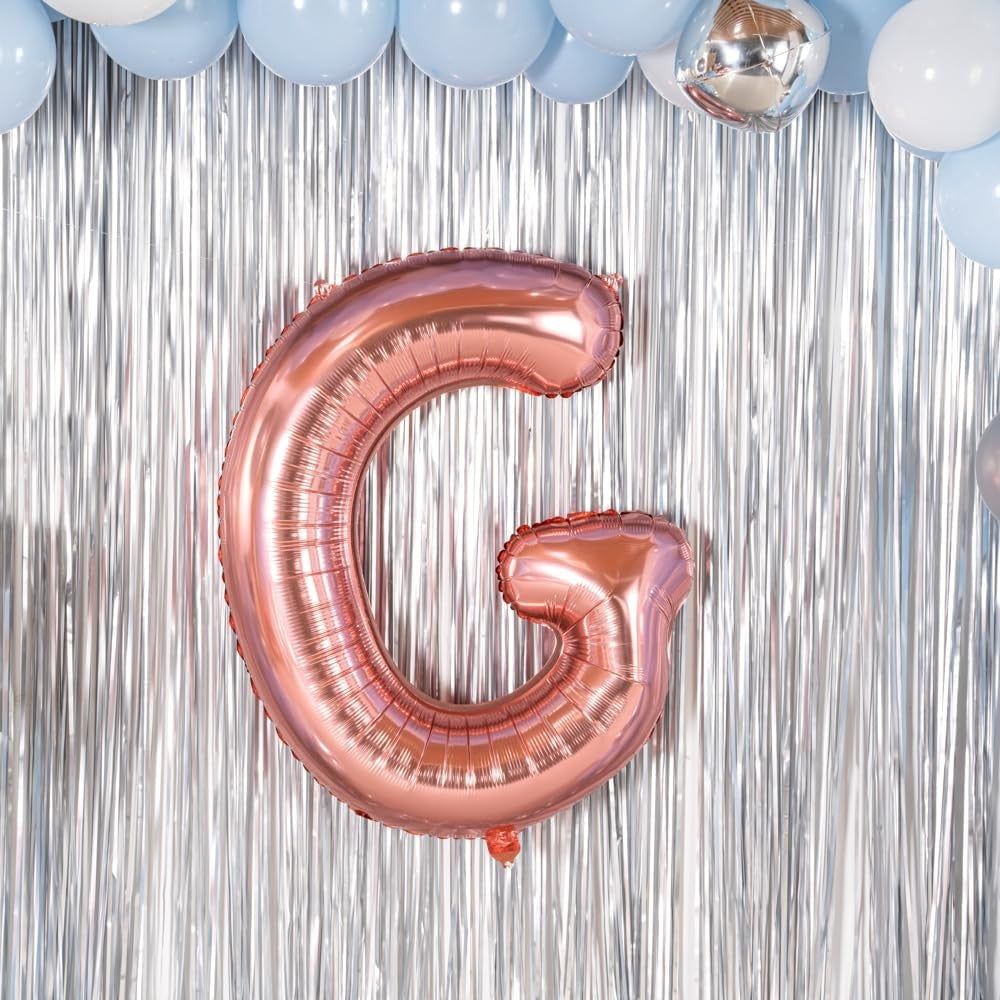 Balon Folie Metalizata Litera G, Balon Gigant pentru Petreceri si Aniversari, Umflare Heliu sau Aer, Aluminiu, Inaltime 100 cm, Rose Gold
