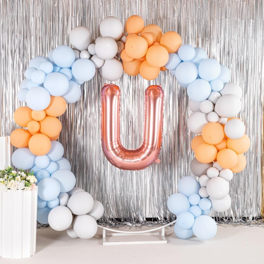 Balon Folie Metalizata Litera U, Umflare Heliu sau Aer, Decoratiuni Petrecere, Aluminiu, Inclus Pai Umflare, 100 cm, Rose Gold