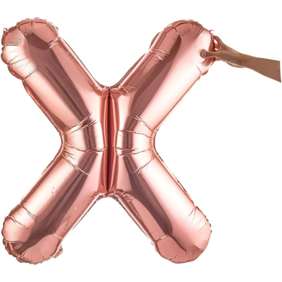 Balon Folie Metalizata Litera X, Gigant 100 cm, Umflare Heliu sau Aer, Aluminiu, Rose Gold