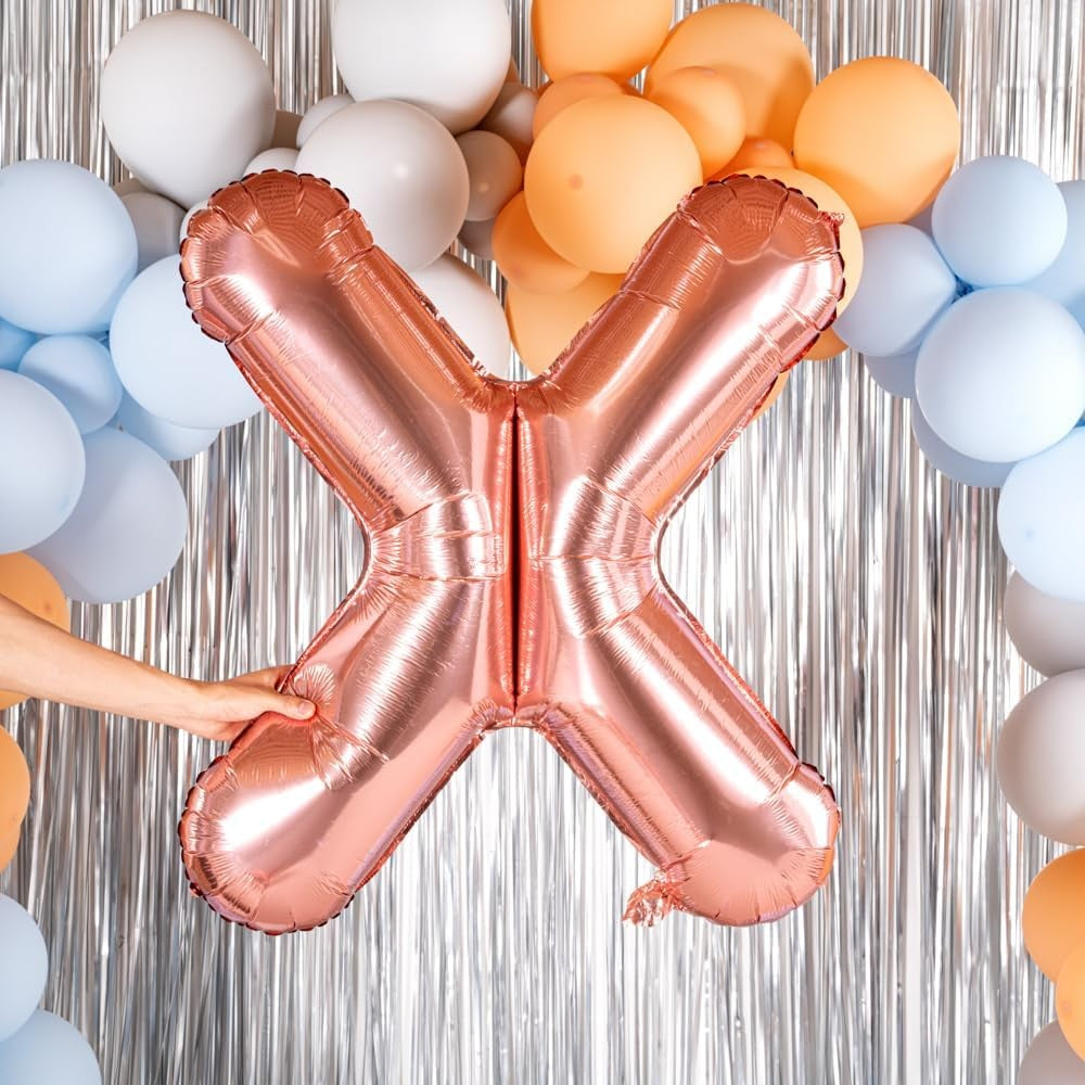 Balon Folie Metalizata Litera X, Gigant 100 cm, Umflare Heliu sau Aer, Aluminiu, Rose Gold