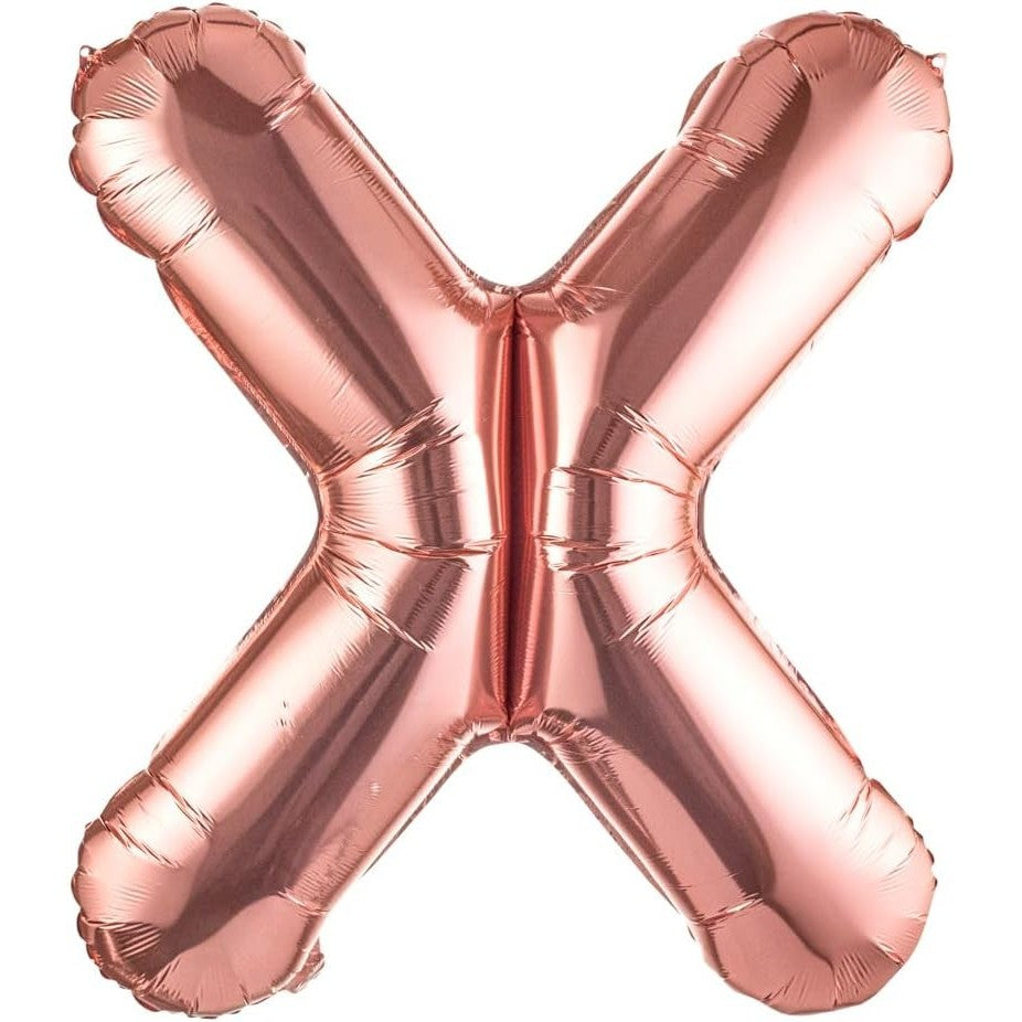 Balon Folie Metalizata Litera X, Gigant 100 cm, Umflare Heliu sau Aer, Aluminiu, Rose Gold
