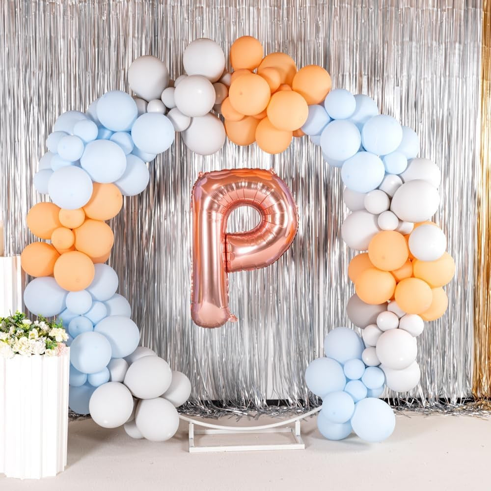 Balon Folie Metalizata Litera P, Gigant 100 cm, Umflare Heliu sau Aer, Include Pai de Umflare, Material Aluminiu, Rose Gold