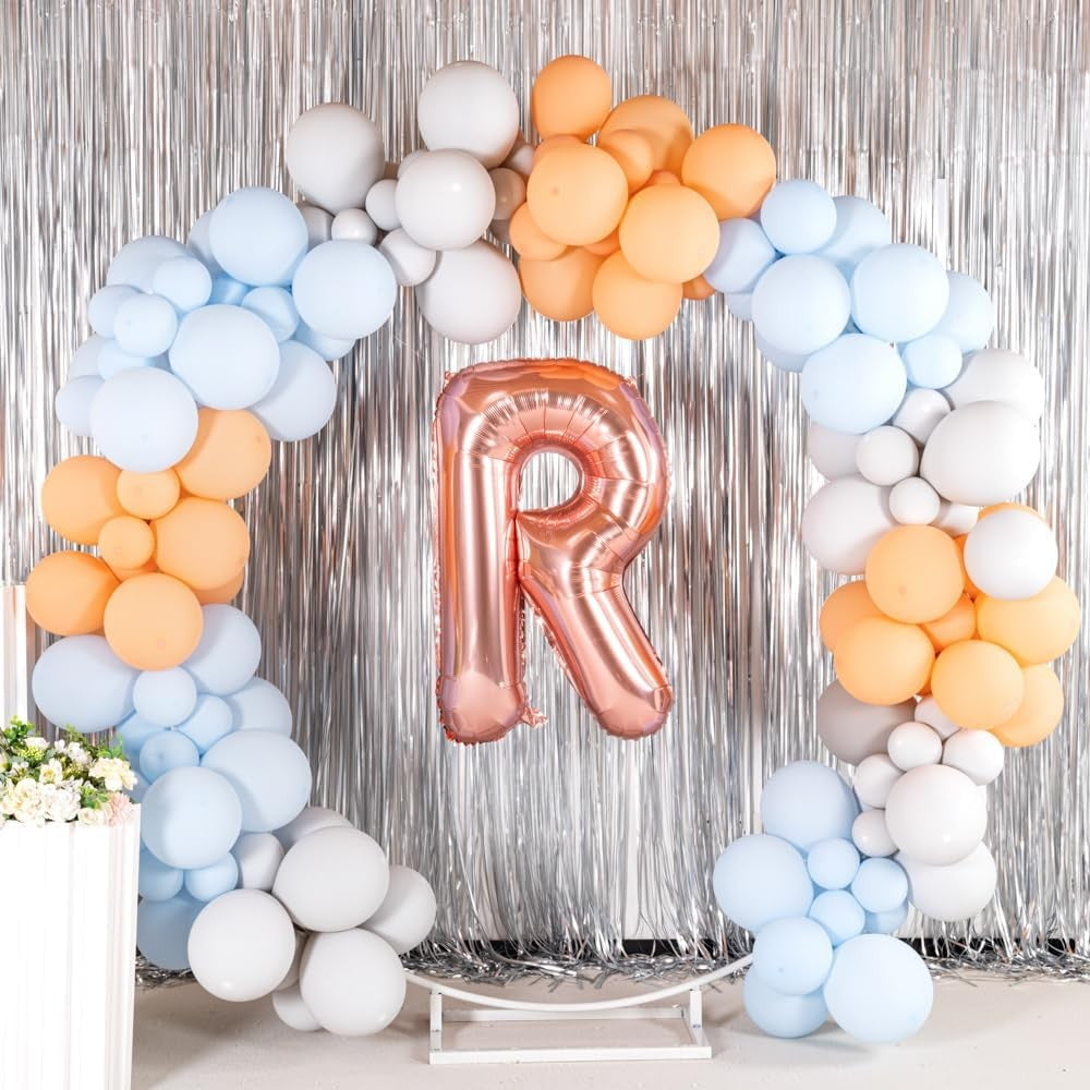 Balon Folie Metalizata Litera R, Umflare Heliu sau Aer, Include Pai pentru Umflare, Material Aluminiu Rezistent, Inaltime 100 cm, Rose Gold