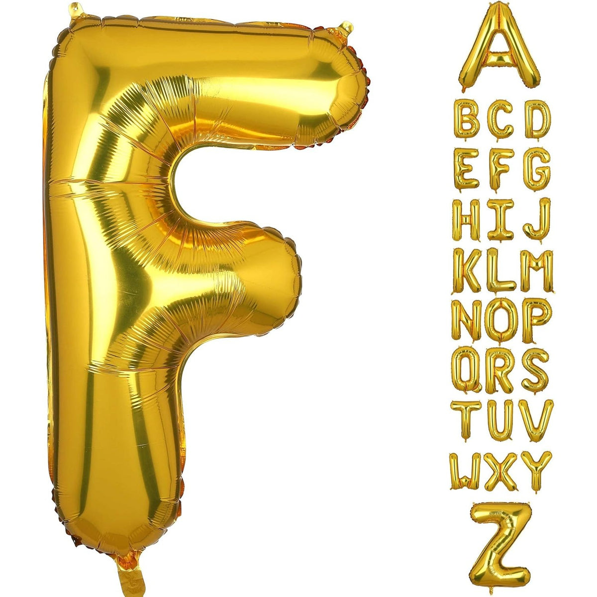 Balon Folie Metalizata Litera F, Decoratiune Petrecere Aniversara, Compatibil Heliu sau Aer, Include Pai Umflare, Aluminiu, 80 cm, Auriu