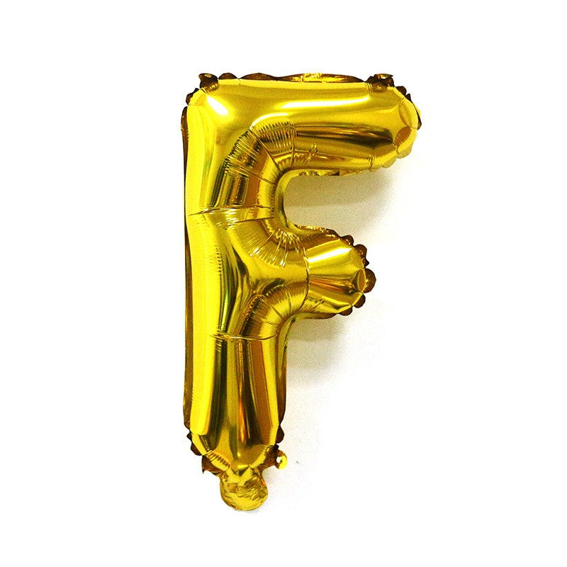 Balon Folie Metalizata Litera F, Decoratiune Petrecere Aniversara, Compatibil Heliu sau Aer, Include Pai Umflare, Aluminiu, 80 cm, Auriu