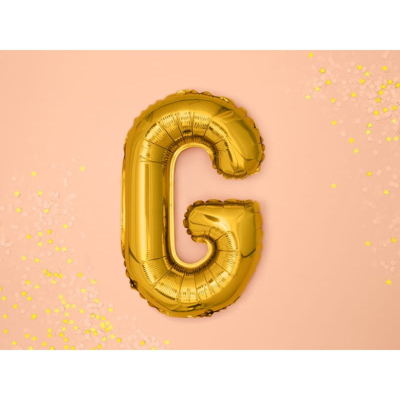 Balon Folie Metalizata Litera G, Model Mare Aniversar, Umflare Aer sau Heliu, Folie Aluminiu, Inclus Pai de Umflare, 80 cm, Auriu
