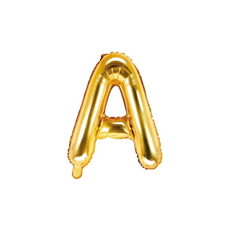 Balon Folie Metalizata Litera A, Diametru 80 cm, Umflare Heliu sau Aer, Include Pai de Umflare, Material Aluminiu, Auriu