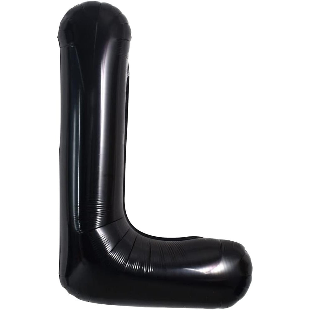 Balon Folie Metalizata Litera L, Decoratiuni Petrecere si Aniversari, Umflare Heliu sau Aer, Include Pai, 40 cm, Negru