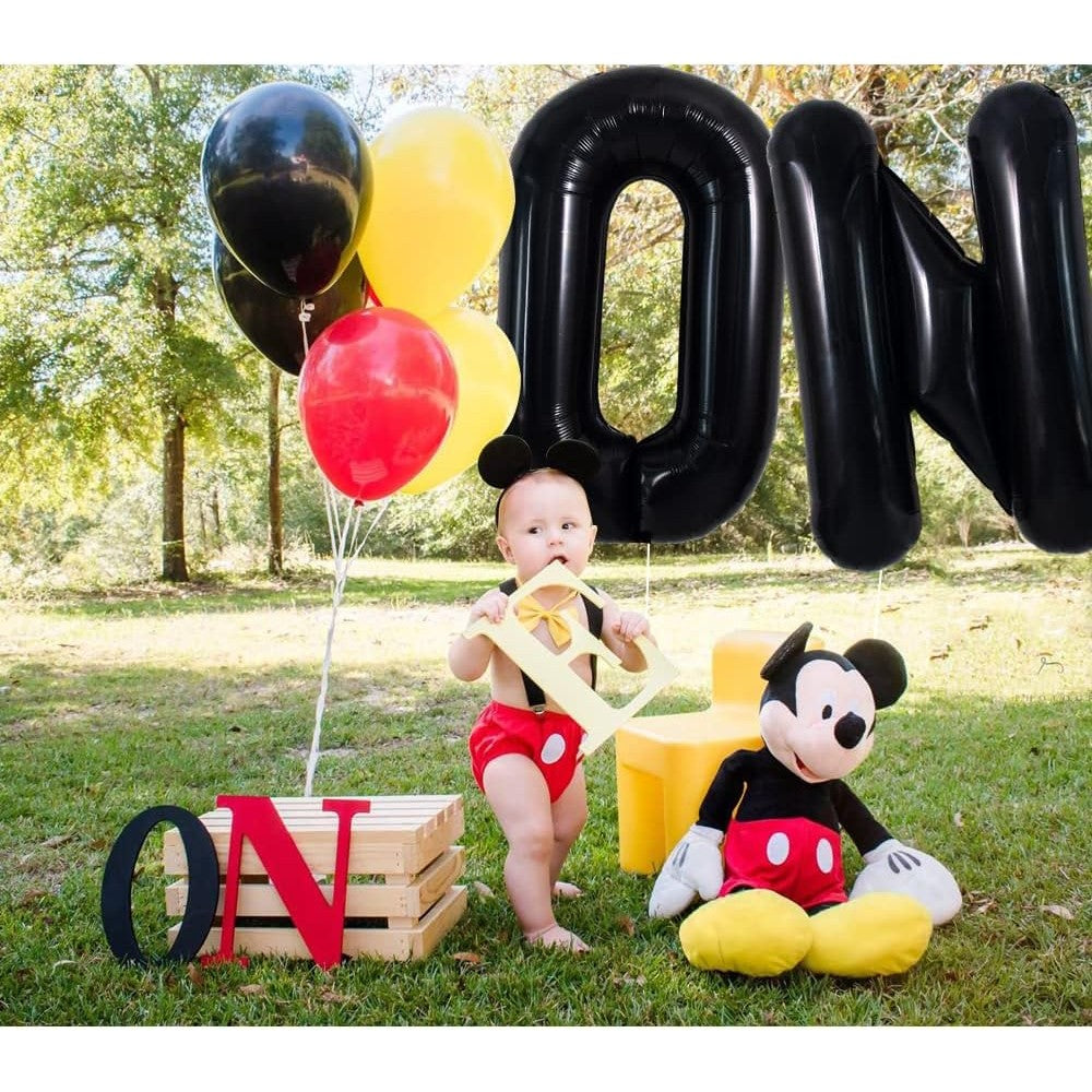 Balon Folie Metalizata Litera N, Decor Petrecere si Aniversare, Umflare Aer sau Heliu, Include Pai, Aluminiu, 40 cm, Negru