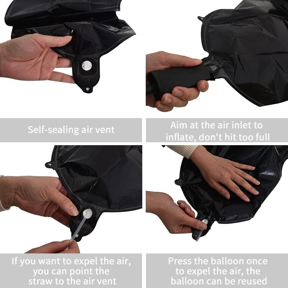 Balon Folie Metalizata Litera H, Pentru Heliu Sau Aer, Decor Petrecere, Aluminiu, 40 cm, Negru