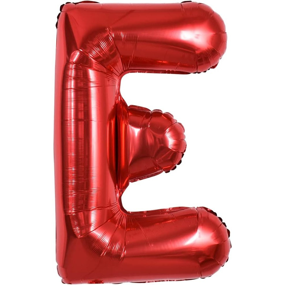 Balon Folie Metalizata Litera E, Umflare Heliu sau Aer, Aluminiu Rezistent, Accesorii Incluse, Rosu, 40 cm