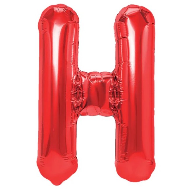Balon Folie Metalizata Litera H, Decoratiune Petrecere Aniversara, Compatibil Heliu sau Aer, Aluminiu, Inclus Pai Umflare, 40 cm, Rosu