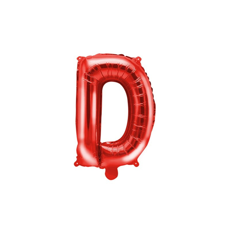 Balon Folie Metalizata Litera D, Decoratiune Petrecere Aniversara, Aluminiu, Umflare Heliu sau Aer, 40 cm, Rosu