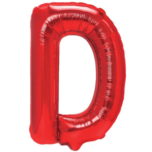 Balon Folie Metalizata Litera D, Decoratiune Petrecere Aniversara, Aluminiu, Umflare Heliu sau Aer, 40 cm, Rosu