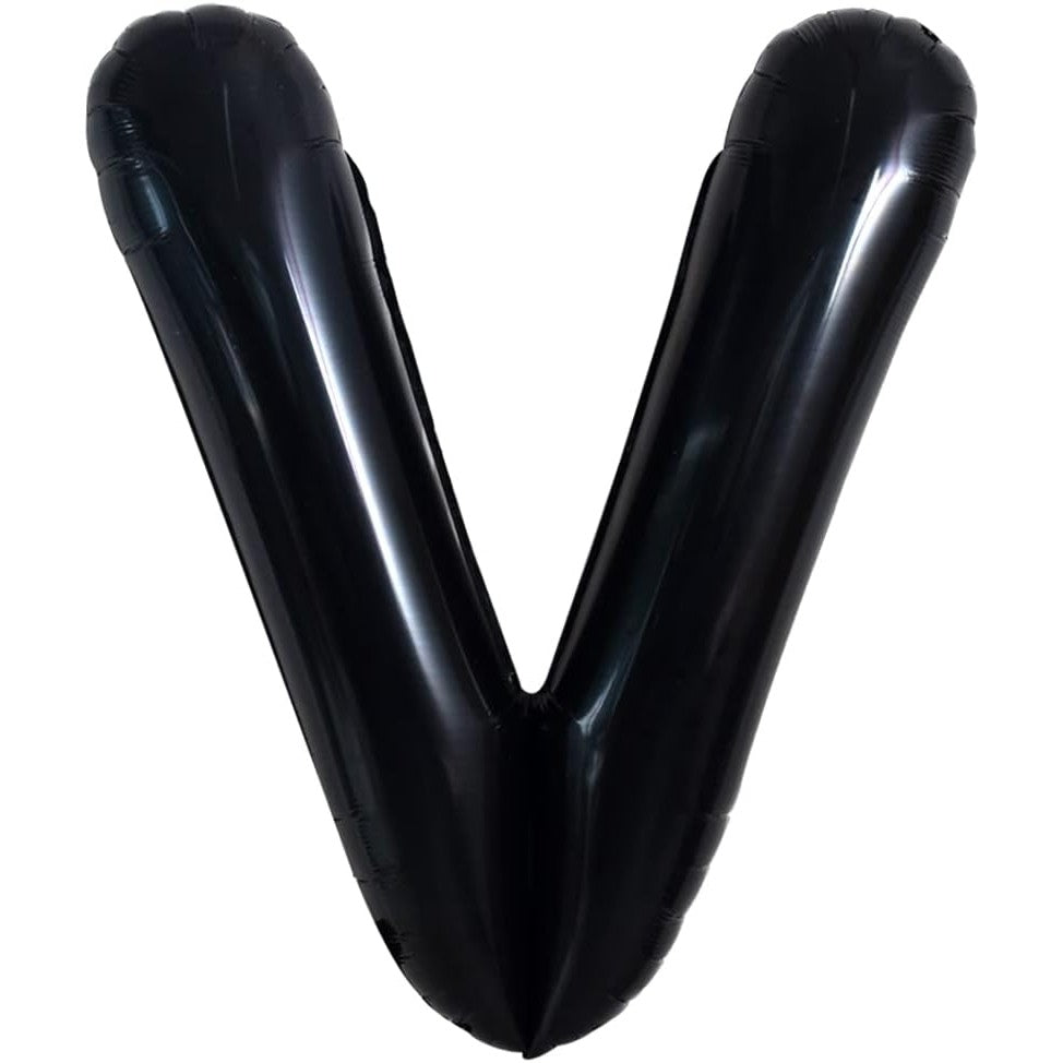 Balon Folie Metalizata Litera V, Figurina Decorativa Petrecere, Umflare cu Heliu sau Aer, Aluminiu, 40 cm, Negru