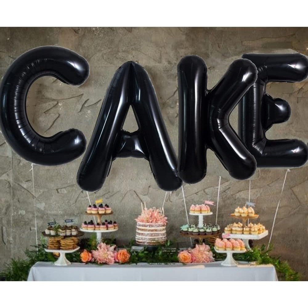 Balon Litera A, Balon Folie Metalizata Party, Umflare Aer sau Heliu, Include Pai, 40 cm, Negru