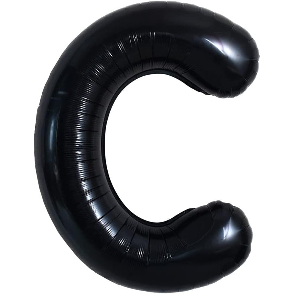Balon Folie Metalizata Litera C, Model Litere Petrecere, Umflare Heliu sau Aer, Aluminiu, Inclus Pai Umflare, 40 cm, Negru