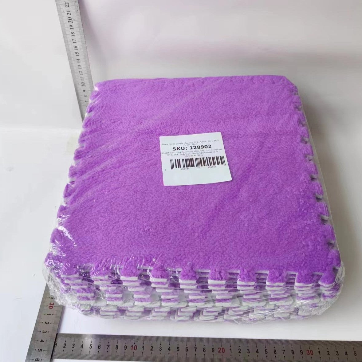 Covor Tip Puzzle Pentru Copii, Spuma EVA Moale Si Pufoasa, Protectie Podea Termoizolanta, 10 Piese, 30 x 30 x 1 cm, Mov