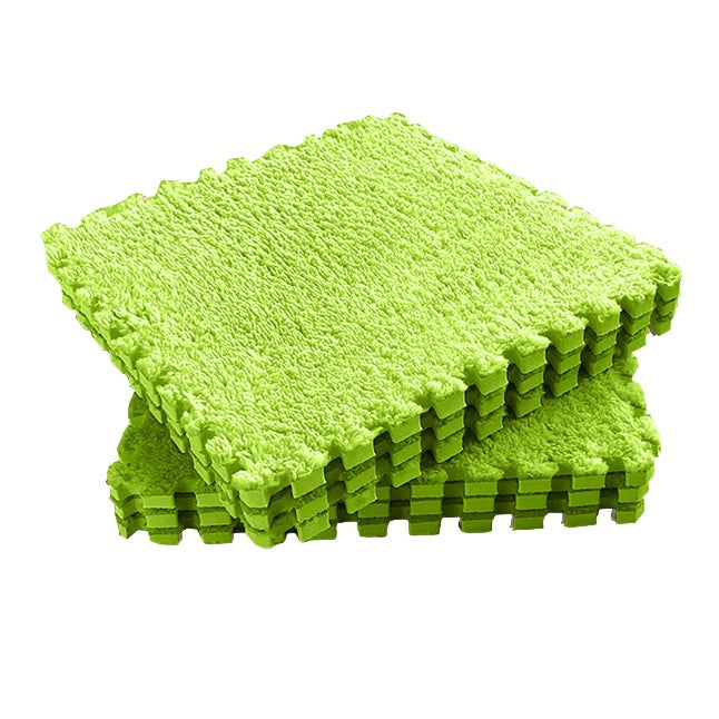 Covor Tip Puzzle Din Spumă EVA, Suprafață Moale Și Pufoasă, Protecție Pardoseală Și Izolare Termică, Set 10 Piese, 30 x 30 x 1 cm, Verde
