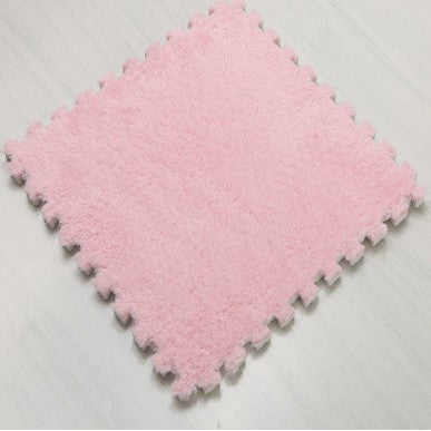 Covor Tip Puzzle, Set 10 Piese din Spuma EVA, Suprafata Moale si Pufoasa, Protectie Podea pentru Copii si Camera de Joaca, 30 x 30 x 1 cm, Roz Pudrat