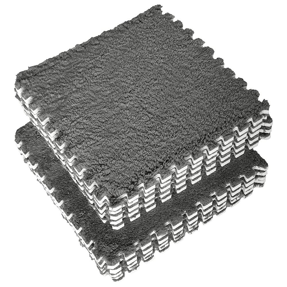 Covor Tip Puzzle Din Spuma EVA, Set 10 Piese, Suprafata Moale Si Pufoasa, Protectie Podea Copii, 30 x 30 x 1 cm, Gri