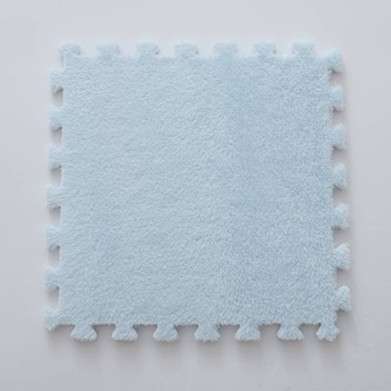 Covor Tip Puzzle Pentru Copii, Suprafata Moale Si Pufoasa, Spuma Eva Termoizolanta, Set 10 Piese, 30 x 30 x 1 cm, Baby Blue