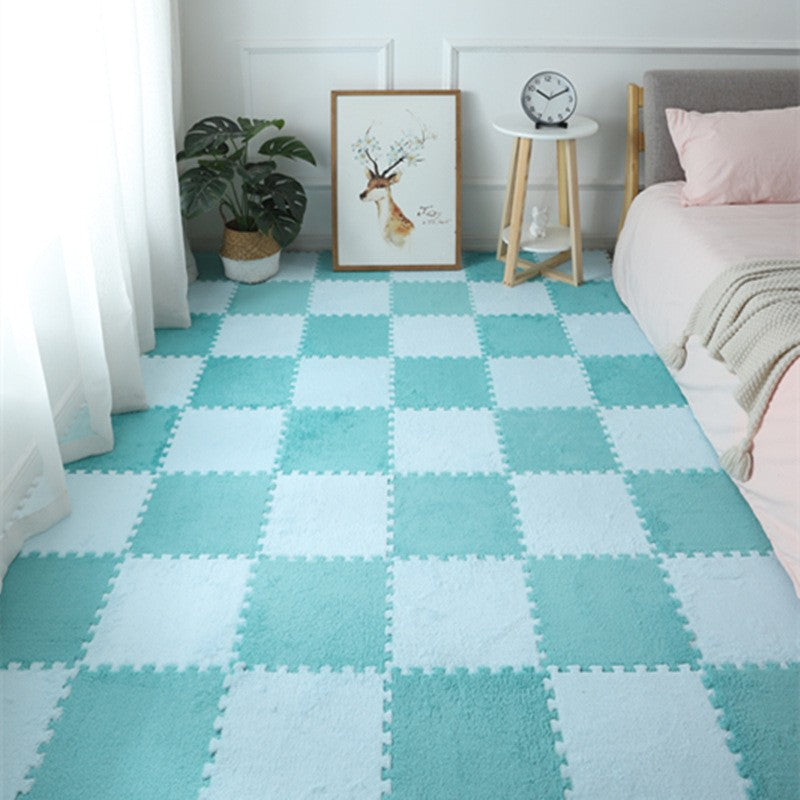 Covor Tip Puzzle Pentru Copii, Suprafata Moale Si Pufoasa, Spuma Eva Termoizolanta, Set 10 Piese, 30 x 30 x 1 cm, Baby Blue