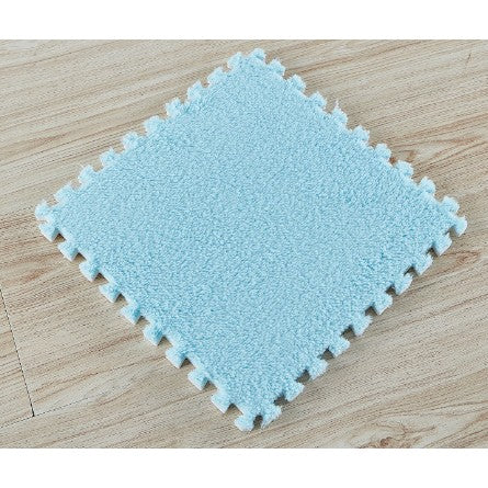 Covor Tip Puzzle Pentru Copii, Suprafata Moale Si Pufoasa, Spuma Eva Termoizolanta, Set 10 Piese, 30 x 30 x 1 cm, Baby Blue