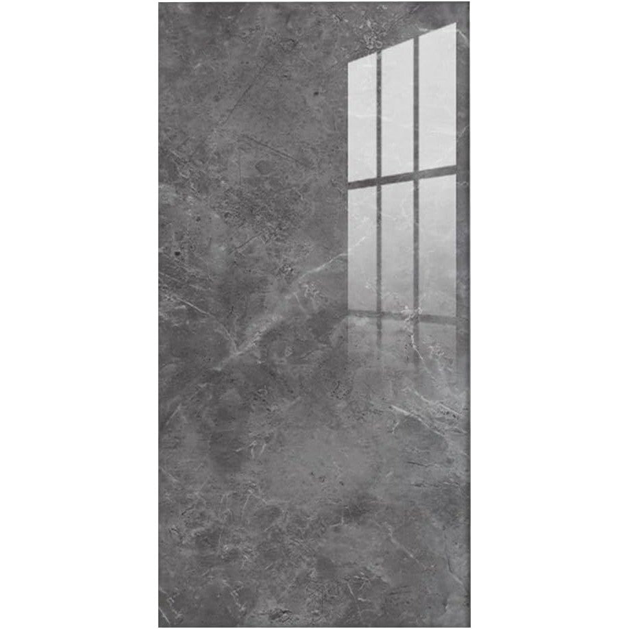 Set 10 Placi Tapet Autocolant, Imitatie Marmura, Panouri Decorative PVC Impermeabile, Grosime 1.5 mm, Acoperire 1.8 mp, 60 x 30 cm, Gri Inchis