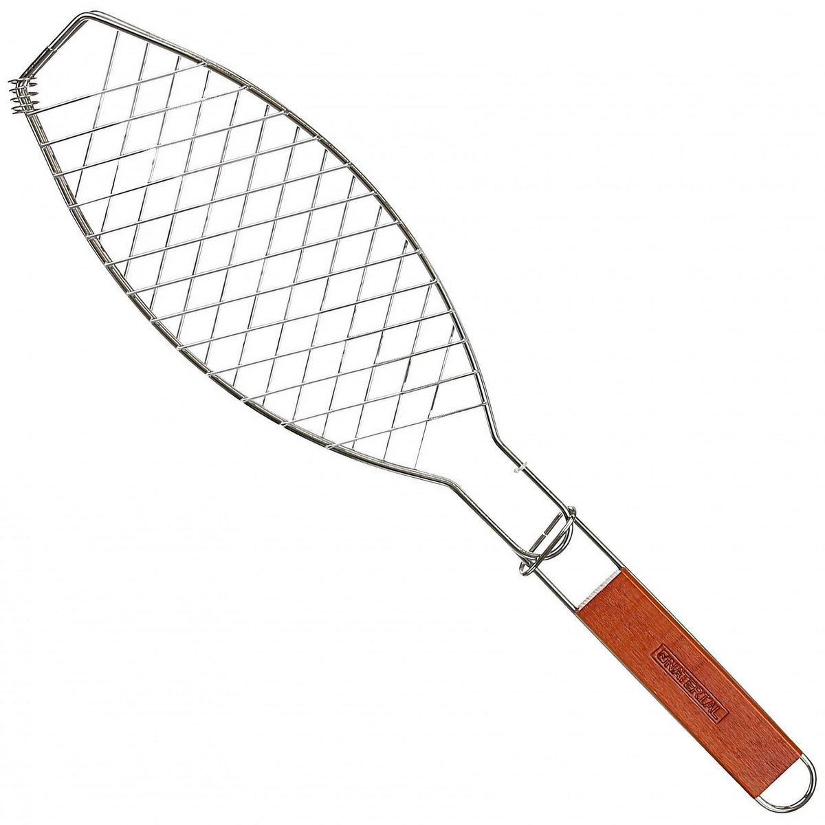 Gratar Grill pentru Peste, Inox de Inalta Calitate, Maner Ergonomic, Design Compact pentru Camping si Picnic, Argintiu, 56x12 cm