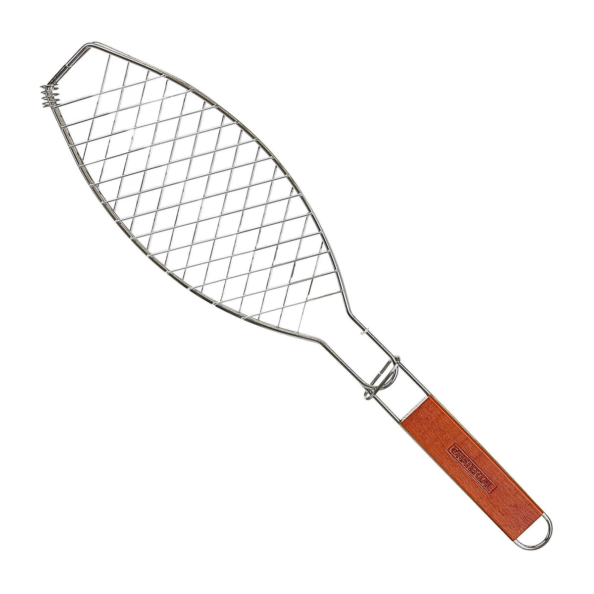 Gratar Grill pentru Peste, Inox de Inalta Calitate, Maner Ergonomic, Design Compact pentru Camping si Picnic, Argintiu, 56x12 cm