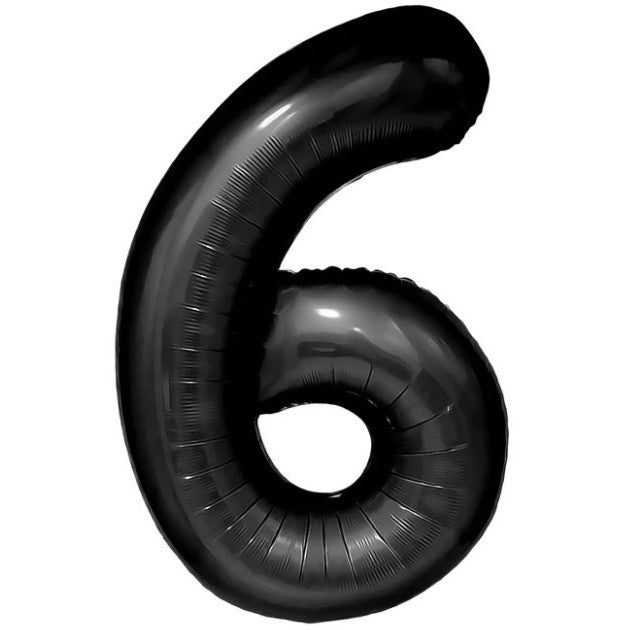 Balon Aniversar Cifra 6, Figurina Gigant pentru Petrecere, Umflare Aer sau Heliu, Folie Metalizata, 100 cm, Negru
