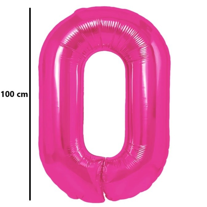 Balon Aniversar Cifra 0, Figurina din Folie Metalizata, Umflare Aer sau Heliu, Inaltime 100 cm, Roz