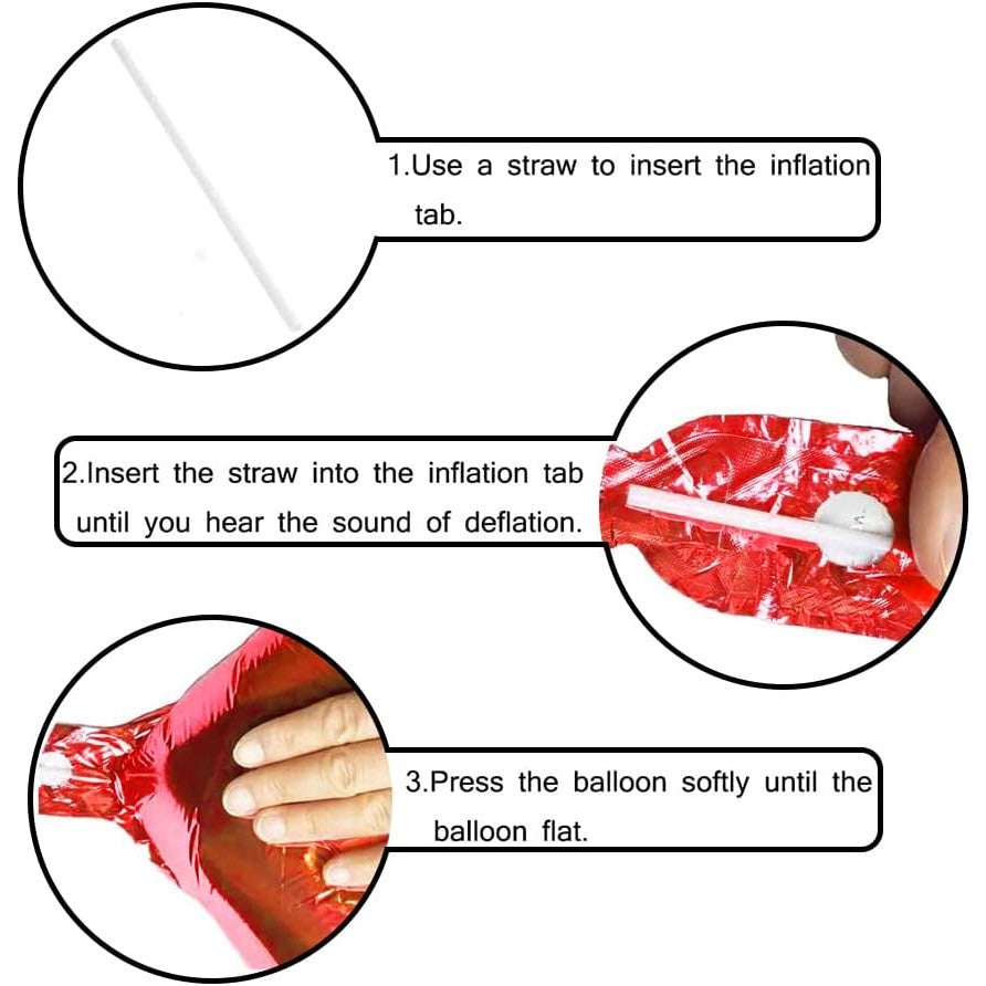 Balon Aniversar Cifra 1, Figurina Din Folie Metalizata, Umflare Cu Aer Sau Heliu, Include Pai, Rosu, 80 cm