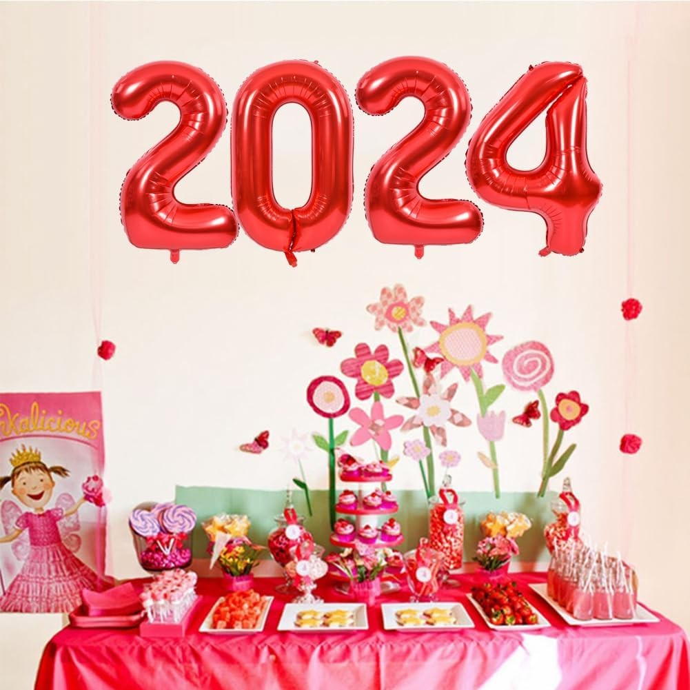 Balon Aniversar Cifra 4, Figurina din Folie de Aluminiu Metalizata, Umflare cu Aer sau Heliu, Inaltime 80 cm, Rosu